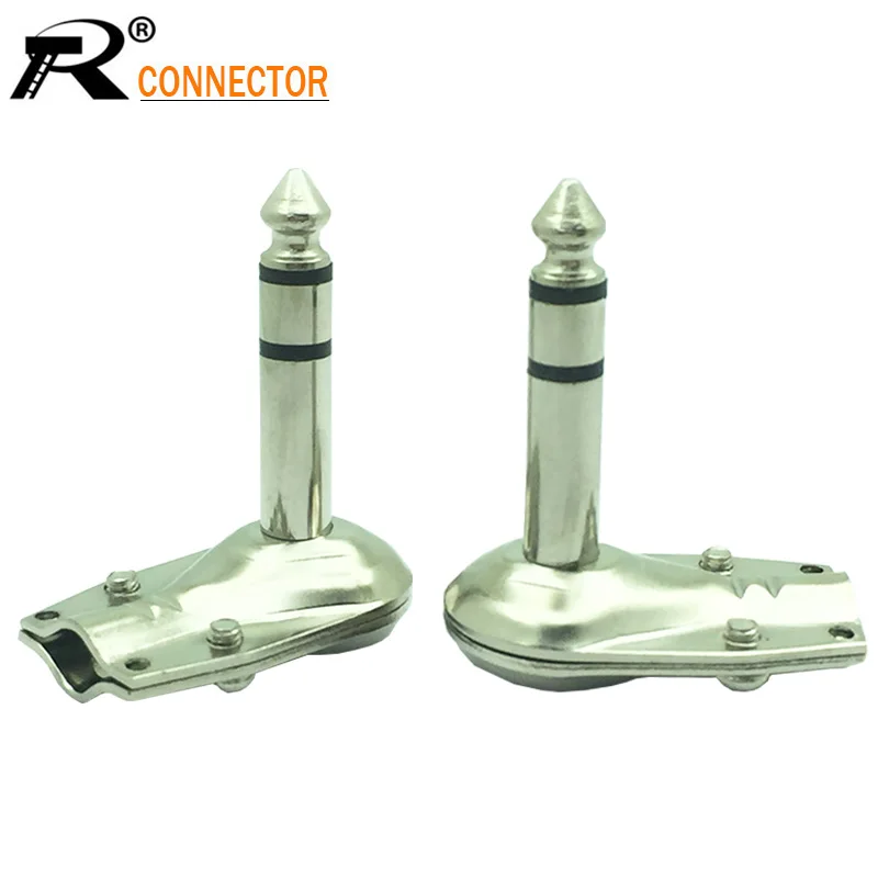 

5pcs/lot Right Angle 6.35mm Jack 3 Pole Stereo Male Plug Guitar Phono 1/4 Inch Plug for Guitar Effect Pedal Instrument