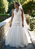new vestido de noiva plus size wedding dresses elegant halter white applique bridal gowns