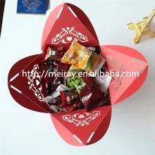 Nouvel an chinois décoration 2017 retour cadeau rouge laser cut double bonheur conception faveur boîte
