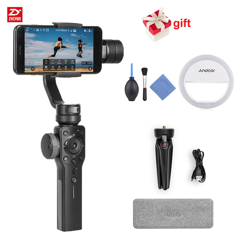 3-осевой Ручной Стабилизатор Zhiyun Smooth 4 для смартфона iPhone XS XR X 8Plus 8 7Plus 7 Samsung S9 S8 S7 |
