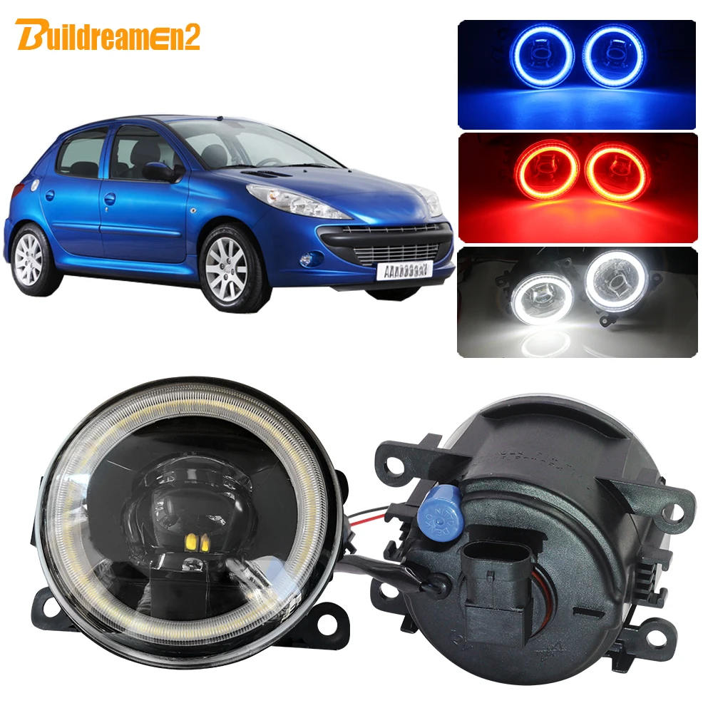 

Buildreamen2 For Peugeot 206+ T3E Car LED Fog Light 4000LM Lens Angel Eye DRL Daytime Running Light H11 12V 2009 2010 2011 2012