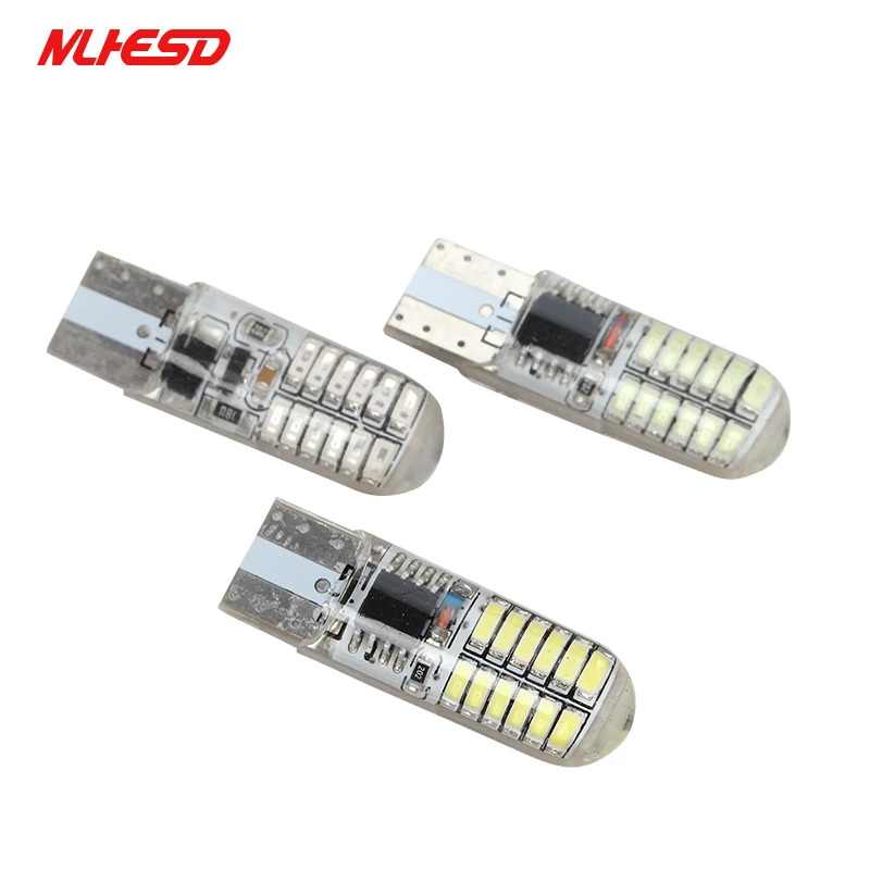 50x T10 печатной платы 194 168 W5W 3014 24 SMD 24 светодиодный кремнезема светодиодный свет лампы Super White Буле Габаритные огни 12 В flash 2 режима огни