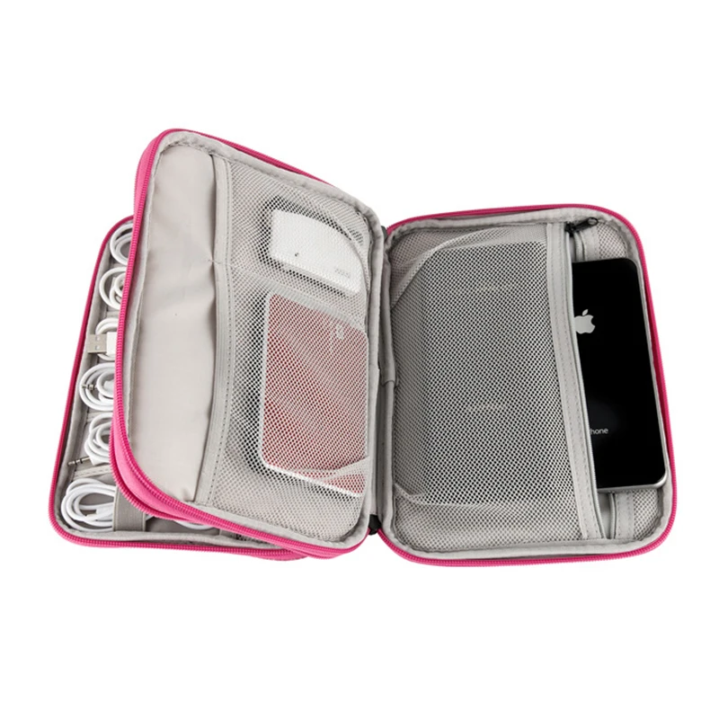 Double Layer Cable Organizer Bag Multifunction Travel Portable Bag Electronic Digital USB Cable Earphone Travel Kit Case Pouch