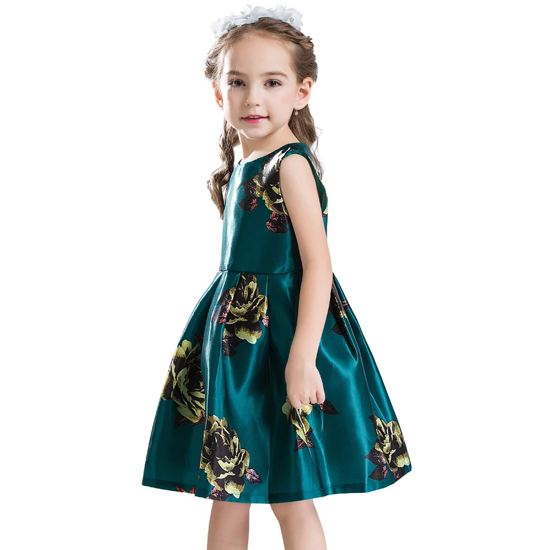 

B&N Girl Flower Dress Princess Costume 2017 Short Sleeves Kid Clothes Christmas Dresses For Wedding Party Floral printed Fashion