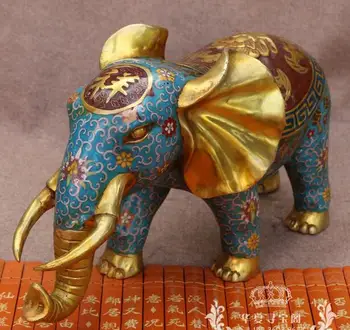 

China copper cloisonne Enamel flower design animal Elephant statue