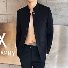 Zhongshan Costume Male Youth Self-cultivation Stand Collar Suit Show Chinese Groom Chinese Style Suit Dress Tang Suit