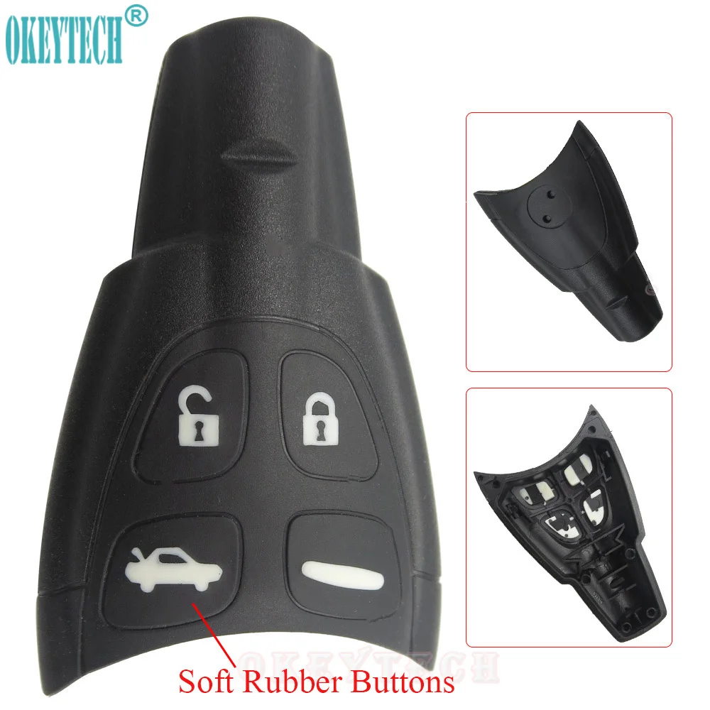 OkeyTech Remote Key Shell Case For SAAB 9-3 9-5 93 95 2009 WF 4 Buttons Soft Rubber Button Replacement Fob Cover Free Shipping