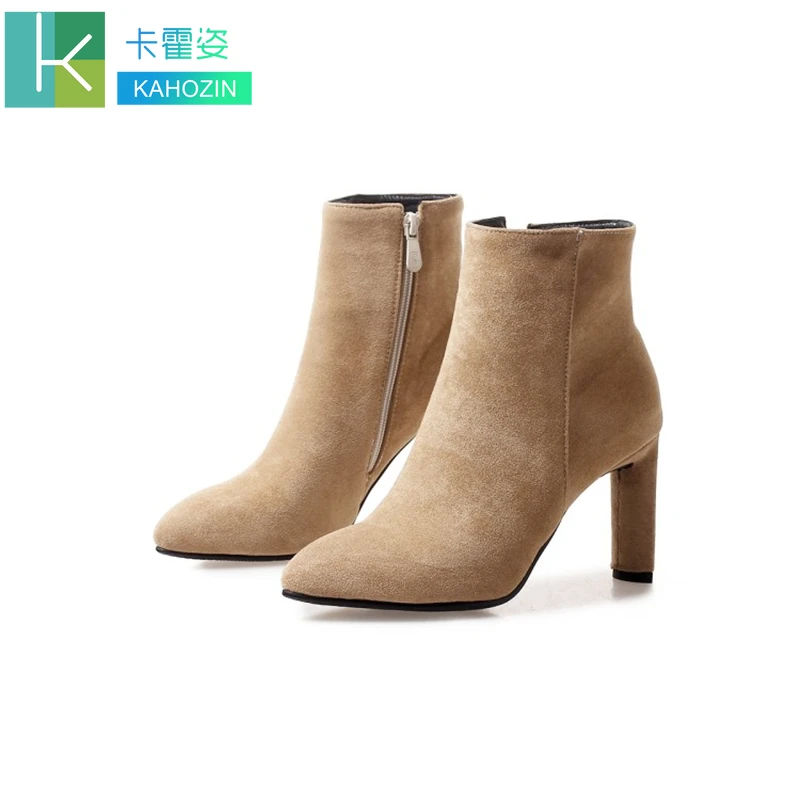 

Stretch Ankle Boots for Women Pointed Suede Boots Fine heel High Heel Boots Shoes Woman Fashion Bota Feminina plus size