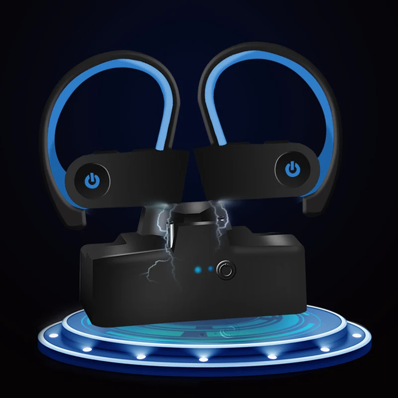 

Hadinas TWS Earphone 5.0 Wireless Sport Bluetooth Headset Earhook Stereo Headphone with Microphone for mobile phones running