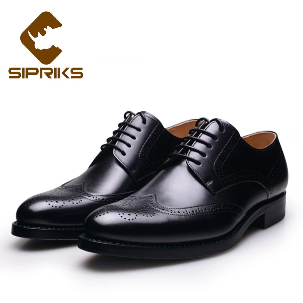 Welted Zapatos Wingtip marrón Completo Elegante De Sipriks Para Negro Negro Hombre Cuero Jefe Goodyear Tan Vestir Brogue Hombres Nuevo qgCnwtxE