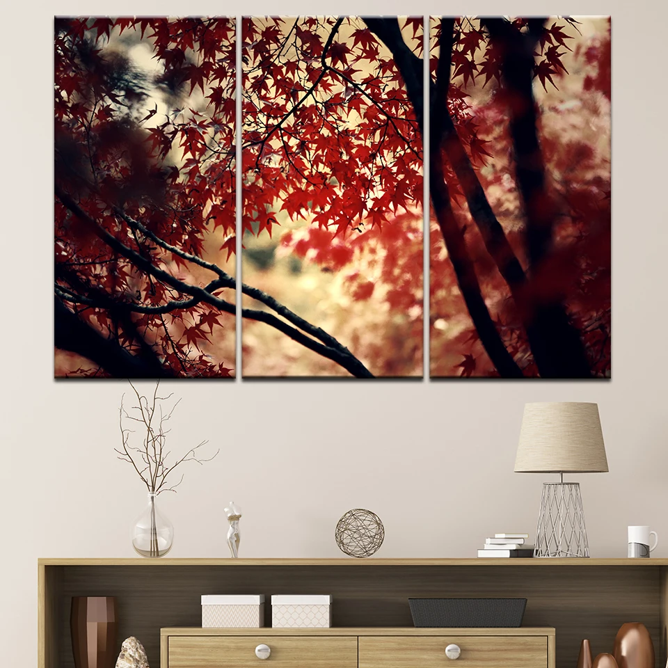 Arbol De Arce De Otono Floral Lona Pared Arte Foto Impresion Unica