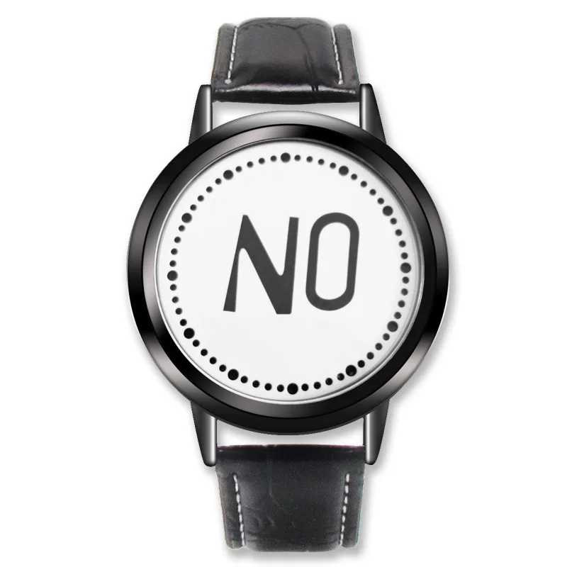 Fashion Mens Womens Leather LED Watch Casual YESNO Wrist Watch Kids children's Watches Creative LED Lights Quartz Watch 2019
