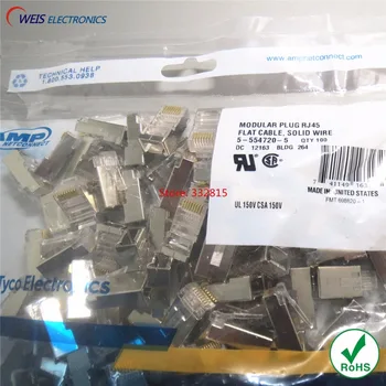 

20PCS RJ45 8P8C connector Metal shielded Ethernet Network Modular Plug FLAT CABLE SOLID WIRE ( 5-554720-5 )FREE SHIPPING