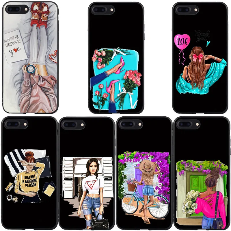 

Goddess VOGUE Art Princess For Girls Female boss coffee Soft Silicone TPU Case For iPhone 11 11Pro Max X XR XS Max 8 7 6 PLUS 5