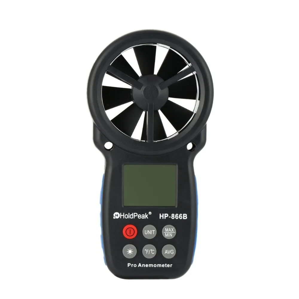 Скорость измерения объема воздуха MeterHoldPeak HP-866B Мини ЖК Многофункциональный ручной цифровой анемометр электронный Ветер