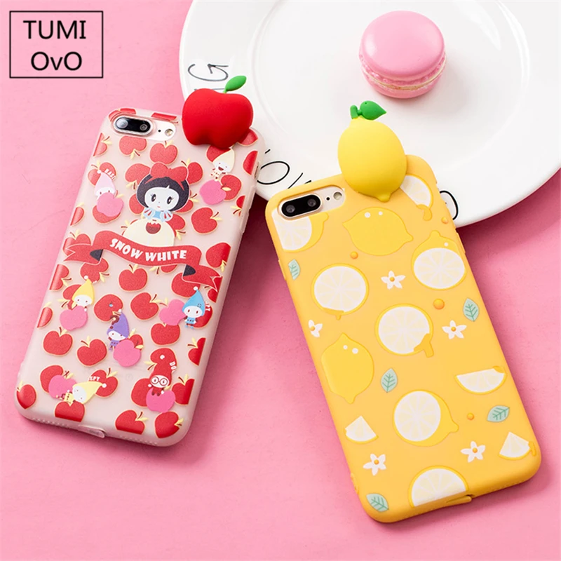 3D Fruit Pink Snow White Girl Case For iPhone 6 6s 7 Plus