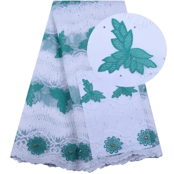 

2019 New African Milk Silk Lace Fabric With Stones Embroidery High Quality French Tulle Lace Fabric For Women Party Dress 1561