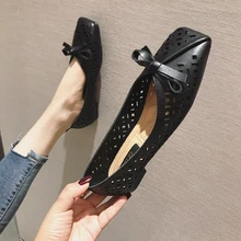 Туфли-лодочки, повседневная однотонная обувь без шнуровки с квадратным носком, летняя обувь на плоской подошве, большие размеры 35-41, повседневная обувь, женские Балетки без шнуровки