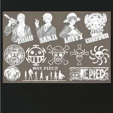 PowerAngel 12ks / sada Anime One Piece kovové samolepky na mobilní telefony pro notebooky PSP DIY Sticker Props