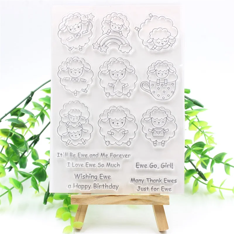 

YPP CRAFT Cute Sheep Transparent Clear Silicone Stamps for DIY Scrapbooking/Card Making/Kids Fun Decoration Supplies 911