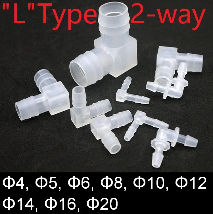 

Dia 4mm~20mm Water Connector PP Food Grade L Type 90 Degree Elbow Bend 2-way Splitter Pipe Tube Hose Joint Adapter Tapered Head