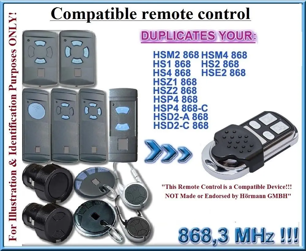 remote control Duplicator Compatible with Hormann HS, HSE