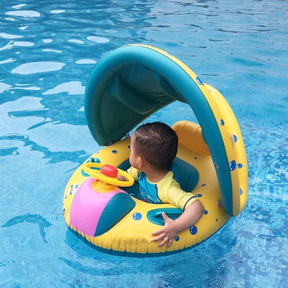 Надувной бассейн ребенка сидение кольцо для малышей бассейн плавать Регулируемый сиденье с защитой от солнца надувные колеса бассейн