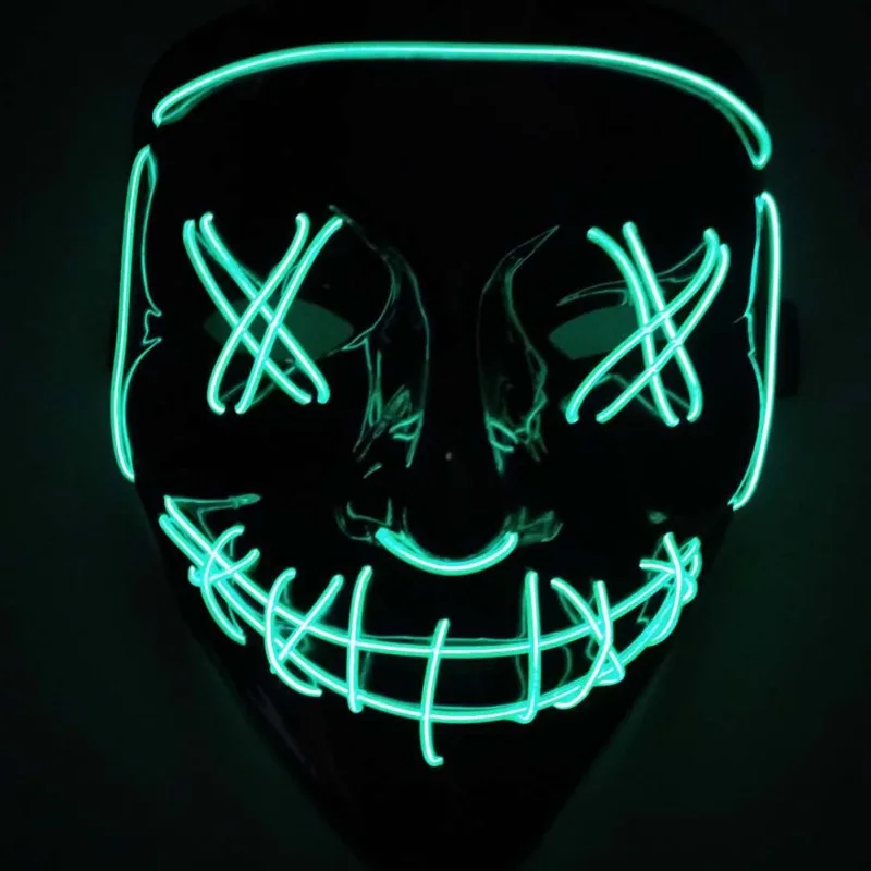 Светодиодный маска на Хэллоуин, маски для чистки, тушь для ресниц, костюм, DJ, вечерние светильник, светящиеся в темноте, 10 цветов для выбора - Цвет: Green
