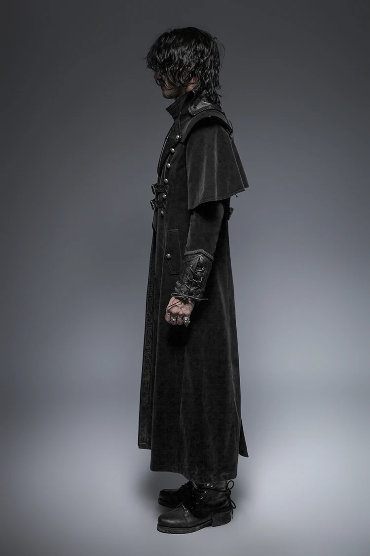 Готический крутой кожаный ремень Длинный плащ пальто для мужчин красивый стимпанк Черный Повседневный длинный жакет плащ стиль пальто