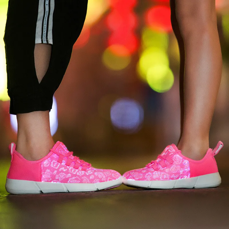 Size 25-46 New Summer Led Fiber Optic Shoes for girls boys men women USB Recharge glowing Sneakers Man light up shoes15
