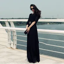 Супер Продвижение Низкая Цена! винтаж Женщин Осень Лето Длиной до пола 2/3 Рукав Макси Лонг Boho Пляж Платье