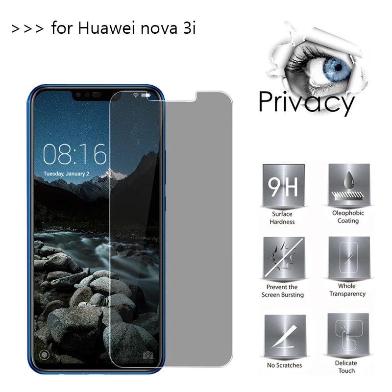 Для Huawei Nova 3i 2.5D антишпионское закаленное стекло для защиты экрана Nova3i|Защитные