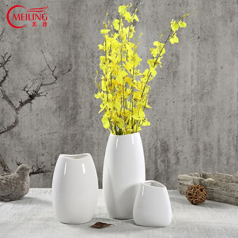 MEILING Modern White Glazed Ceramic Vase Decoration Home Tabletop