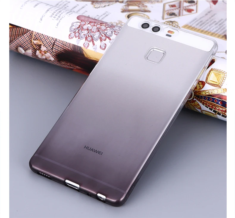 رقيقة جدا شفافة لينة TPU حافظة لهاتف Huawei P8 P9 زائد P8 لايت السيليكون التدرج الغطاء الواقي لهواوي P9 الهاتف قذيفة