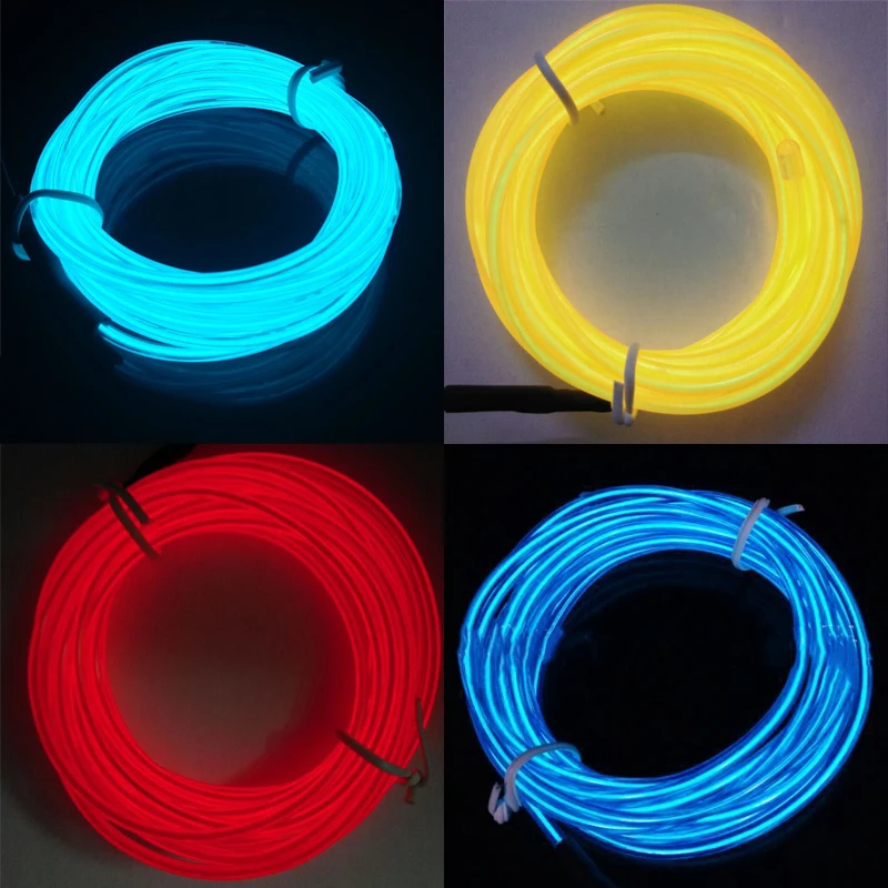 Светодиодные ленты 3V неоновый светильник свечение EL провода 1 м/2 м/3 м/5 м трос лента кабель для обуви Костюмы автомобиля вечерние украшения