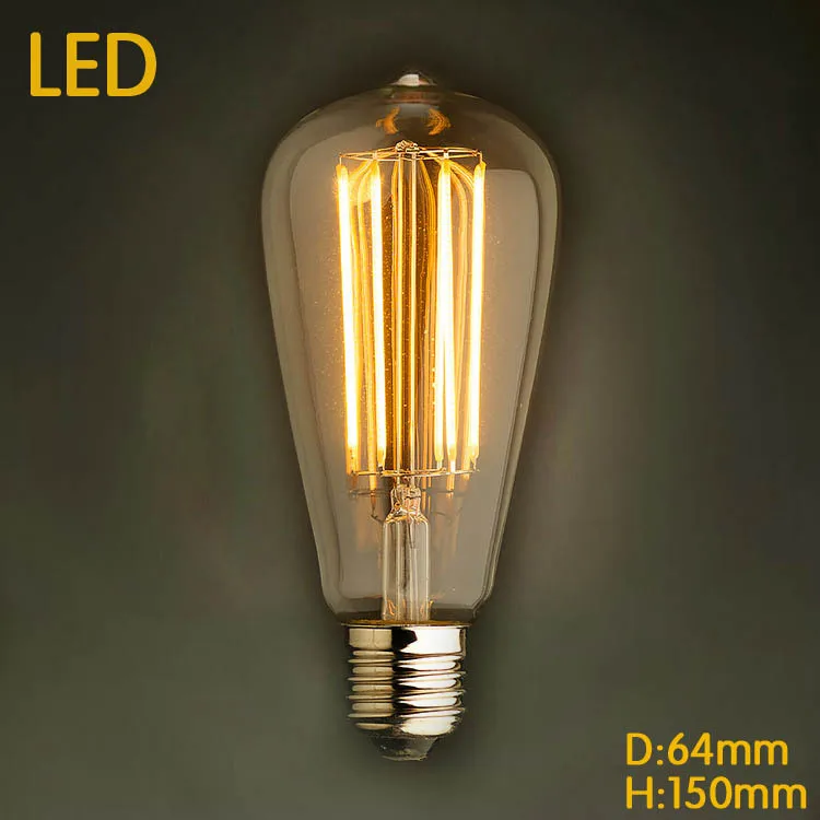 ST64 Античный Ретро винтажный E27 40 W 110 v 220 V Эдисон лампа накаливания свет короткозамкнутый светодиодных ламп накаливания