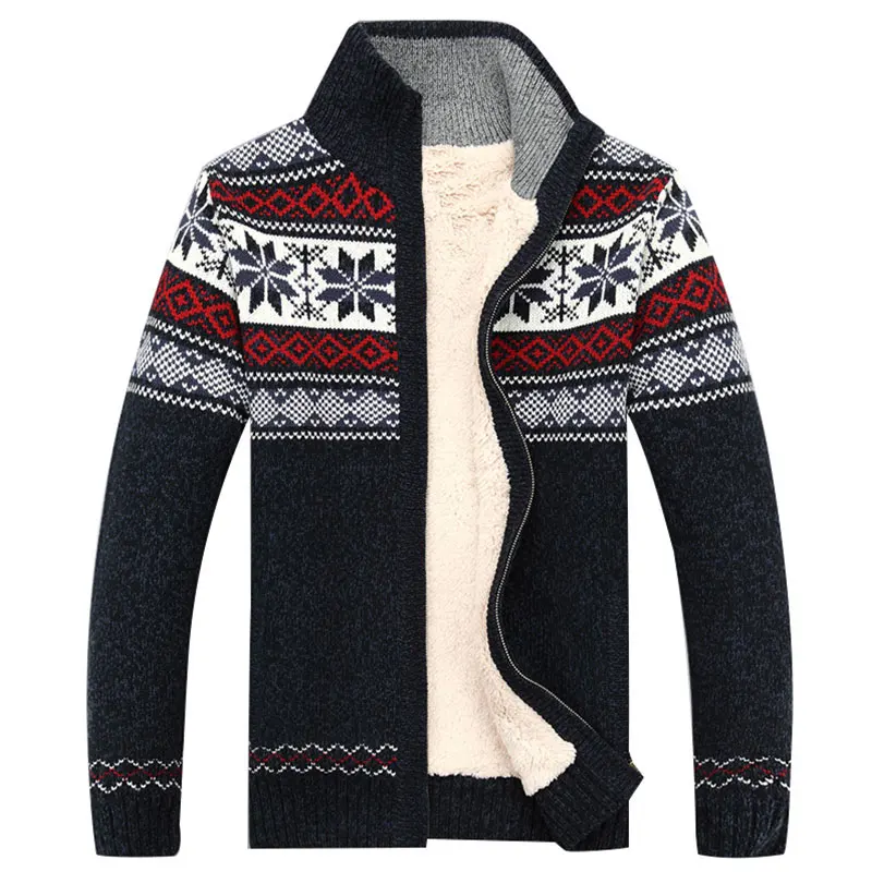 

Men Velvet Sweatercoat Winter pattern style Wool Cardigan Male Casual Thicken Warm fleece Sweater for Man Hombre size S-3XL
