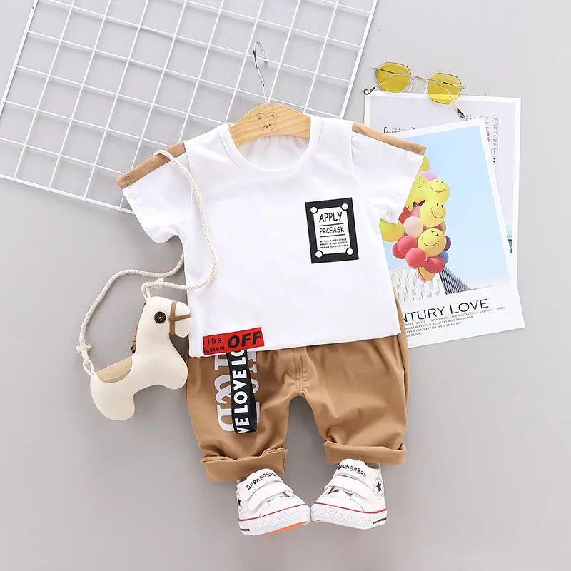 

Baby Boy Summer Letter Clothes Set 2019 New Children Clothing Casual Short Sleeve Shirt Boys Suit For Kids Clothes