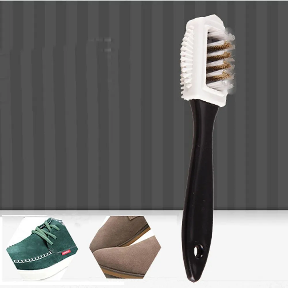 1Pcs Durable Black 3 Side set Cleaning Brush For Suede Nubuck Boot Shoes S Shape Shoe Cleaner Cleaning Brush 17