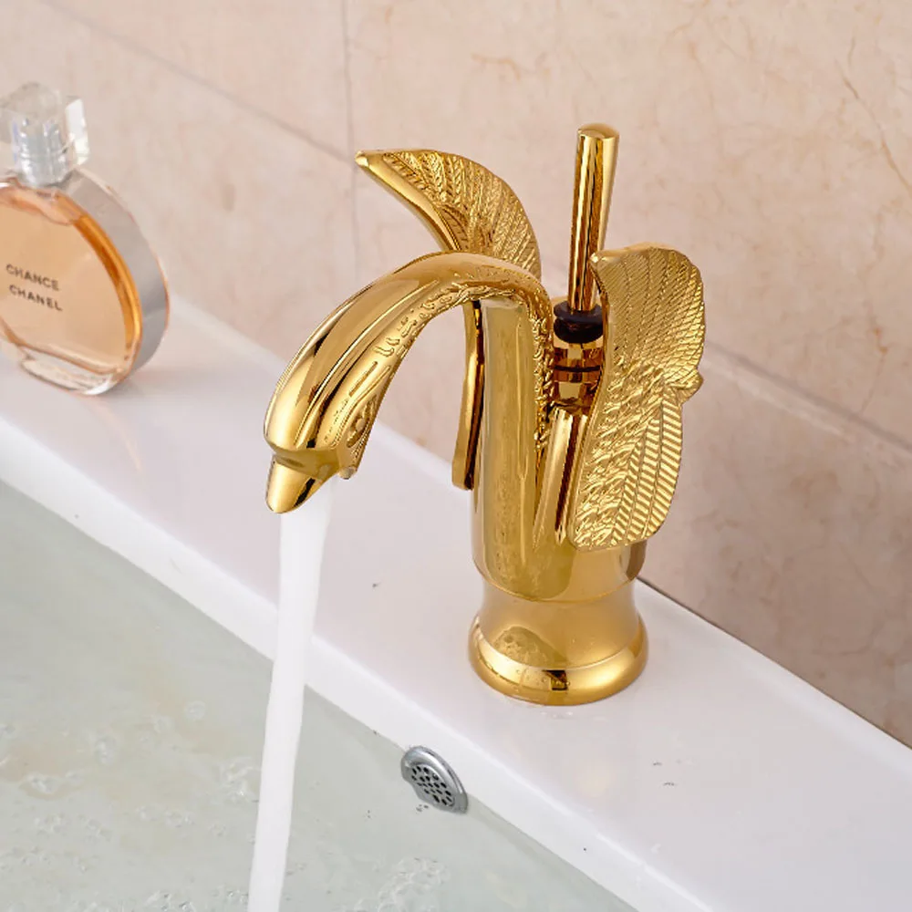 

Luxury Sink Water Mixer tap Golden Brass Phoenix Deck Mounted Bathroom Basin Faucet Free Shipping