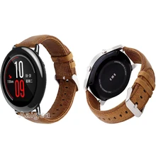 Натуральная кожа Смотреть ремешок для Xiaomi Huami Amazfit темп умные часы Crazy Horse классический пряжки замена Браслет