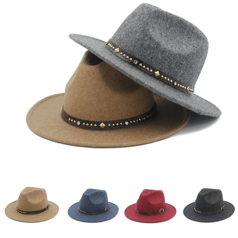 Unisex Felt Fedoras Vintage Wide Brim Jazz Trilby Printing Letter Top Hat