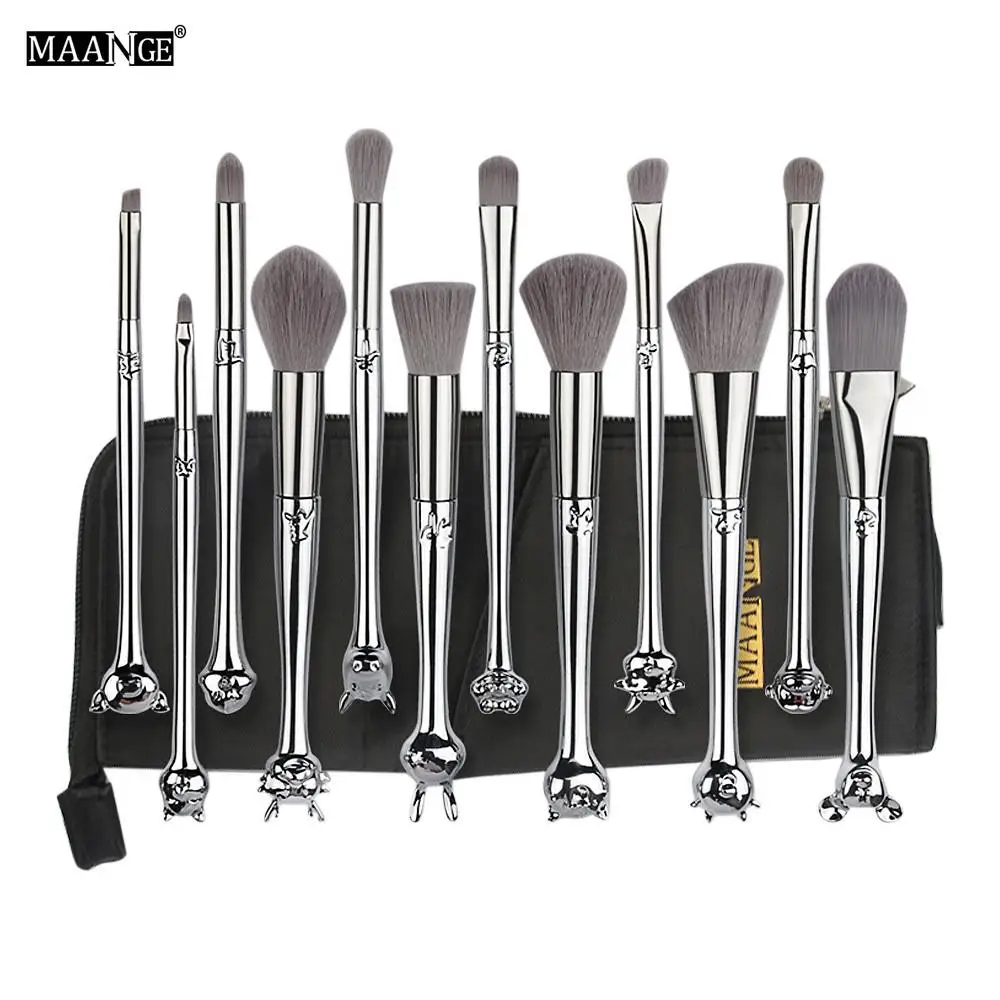 

MAANGE 12PCS Pro Makeup Brushes Quality Plating Foundation Cosmetic Eyebrow Eyeshadow Brush Makeup Brush Set pincel maquiagem