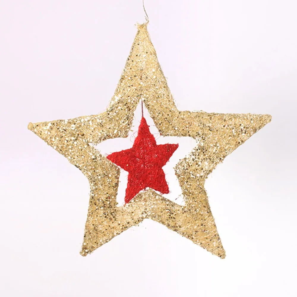 40 см размер Рождественская елка украшение Рождественская маленькая пятиконечная новогодняя елка со звездой комплект вешалки рождественские подвесные принадлежности - Цвет: gold