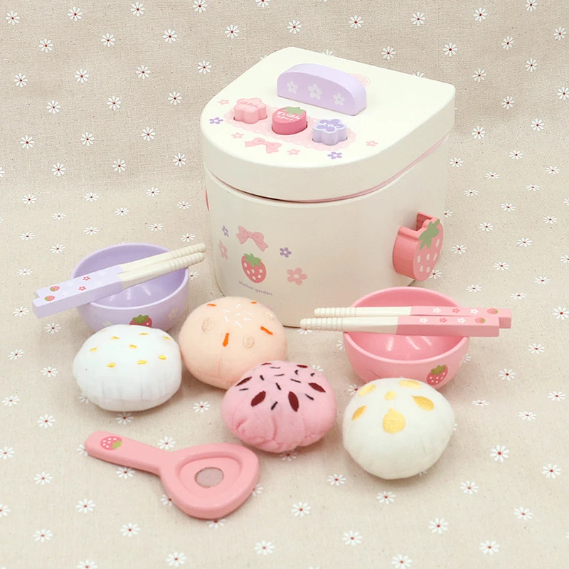  Children's wooden play house girl cooking toys rice cooker simulation small appliances kitchen rice - 32952003407