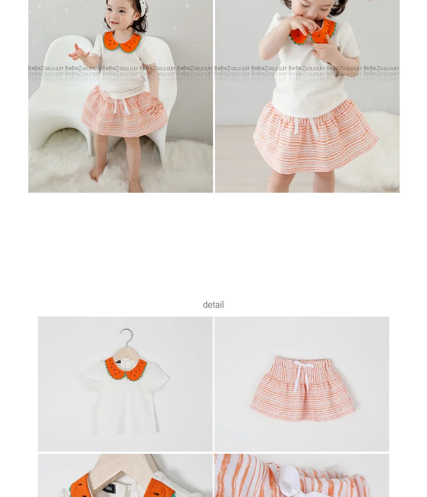 Новая летняя одежда для маленьких девочек, 2 предмета, милый воротник «Питер Пэн» с арбузом, летняя одежда для маленьких девочек, юбка