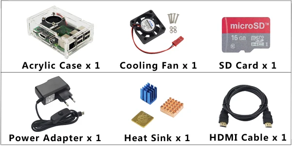 Для Raspberry Pi 3 комплект Акриловый чехол коробка+ вентилятор охлаждения+ адаптер питания зарядное устройство+ радиатор Coolor для Pi 3 Модель B 3B Plus