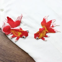 Buy AHYONNIEX Brand Black Golden Red Fish Embroidered Patches Sewing Stickers for Clothing Online - Image 2