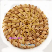 Модные DIY Деревянные соломенное плетение, Ротанговые аксессуары круглой формы лоза оплетка серьги фурнитура 10 штук y12266