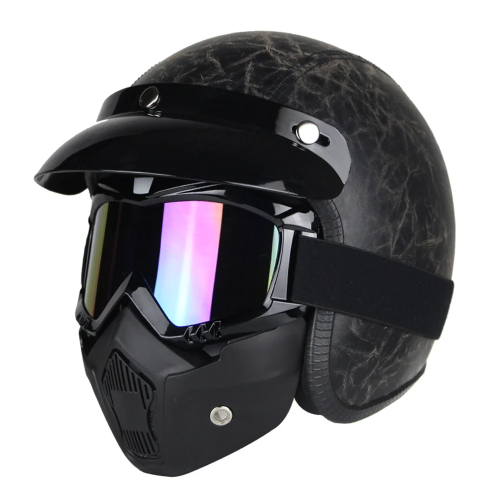 

Motorcycle Helme Racing Synthetic Leathert Retro 3/4 Open Face Helmet Cruiser Scooter motor Chopper Casco Motobike Helmet DOT